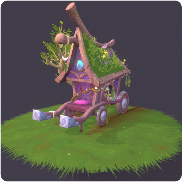 Stylized wagon, hand painted